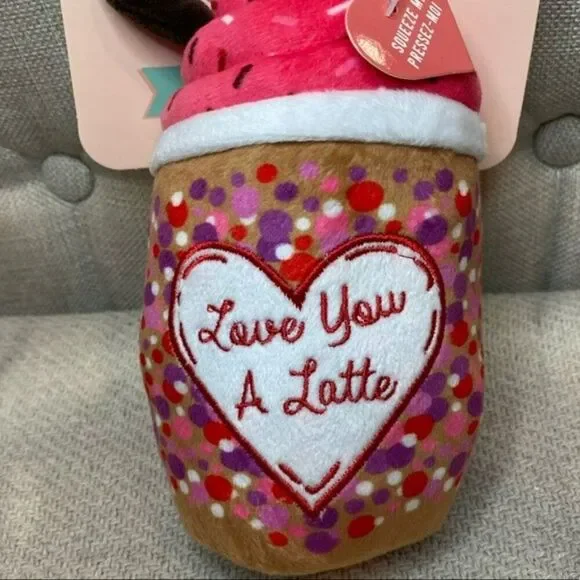 Love You a Latte Coffee Dog Toy NWT Cute Gift Pink Girlie - Picture 4 of 5